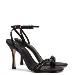Larroude The Lola High Heels in Black Satin